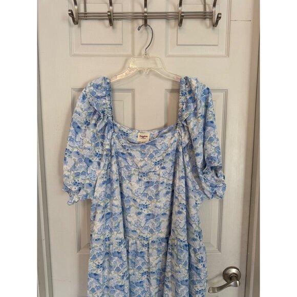 Hayden Square Neck Short Sleeve Blue Floral Dress Size 2XL - Picture 4 of 11